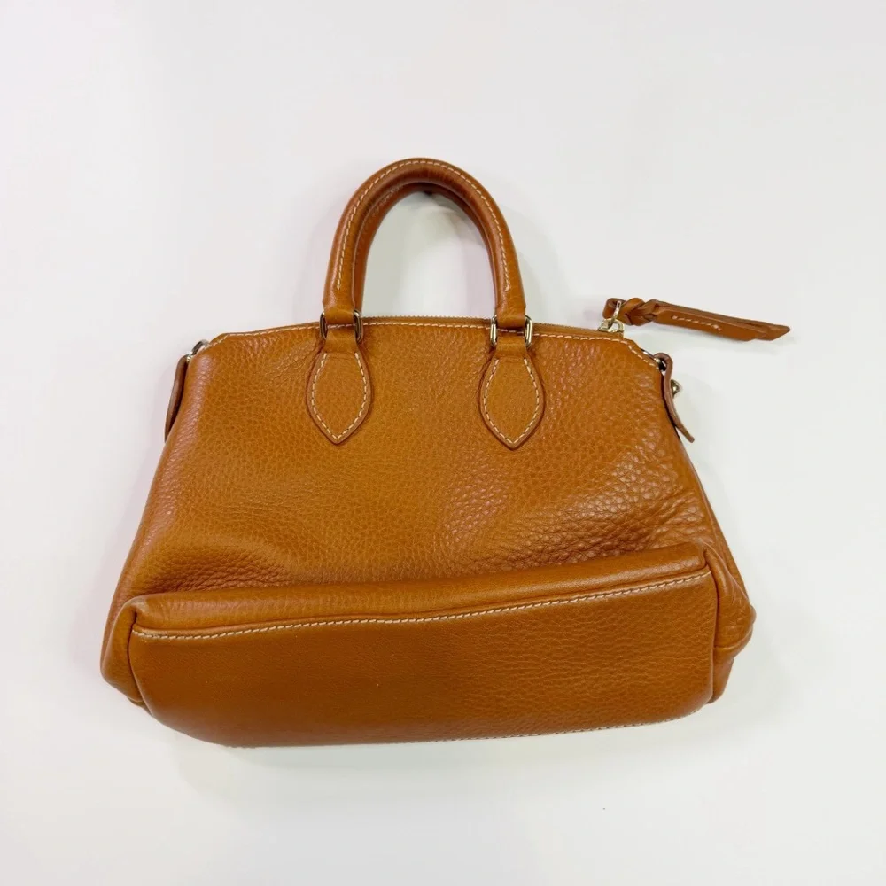 Dooney & Bourke Vintage Pebbled Tan Leather Handbag Y2K Preppy Quiet Luxury Zip - Picture 2 of 13